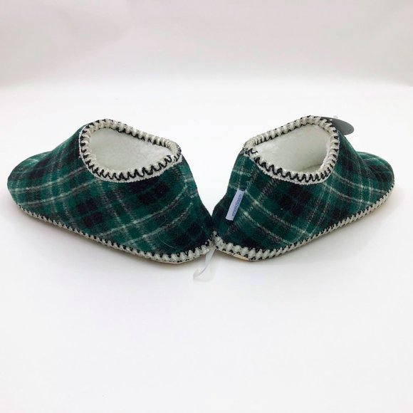 NWT Snoozies Women's Cabin Bootie Green Plaid Slippers Medium 7/8 - Picture 3 of 6
